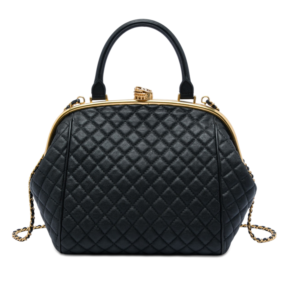 Pre-Loved Chanel Paris Rome Quilted Calfskin Colosseum Lock Frame Bowling Bag